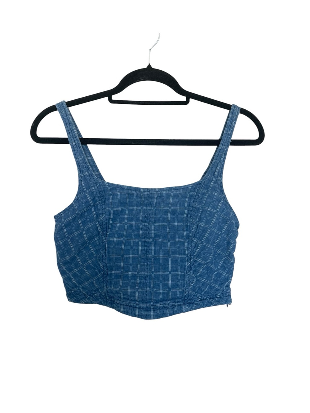 Pilcro Blue Plaid Cropped Tank